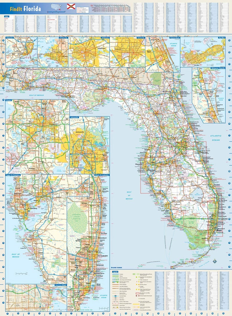 Globe Turner Florida State Wall Map - 22" x 30" Laminated - Image 1